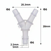 Y-Type 3-Way Ink Tube Connector Φ6 yellow