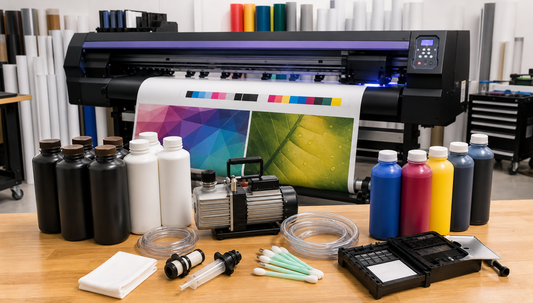 Mimaki-style print-and-cut printer with UV LED ink eco-solvent ink bottles suction pump and maintenance parts