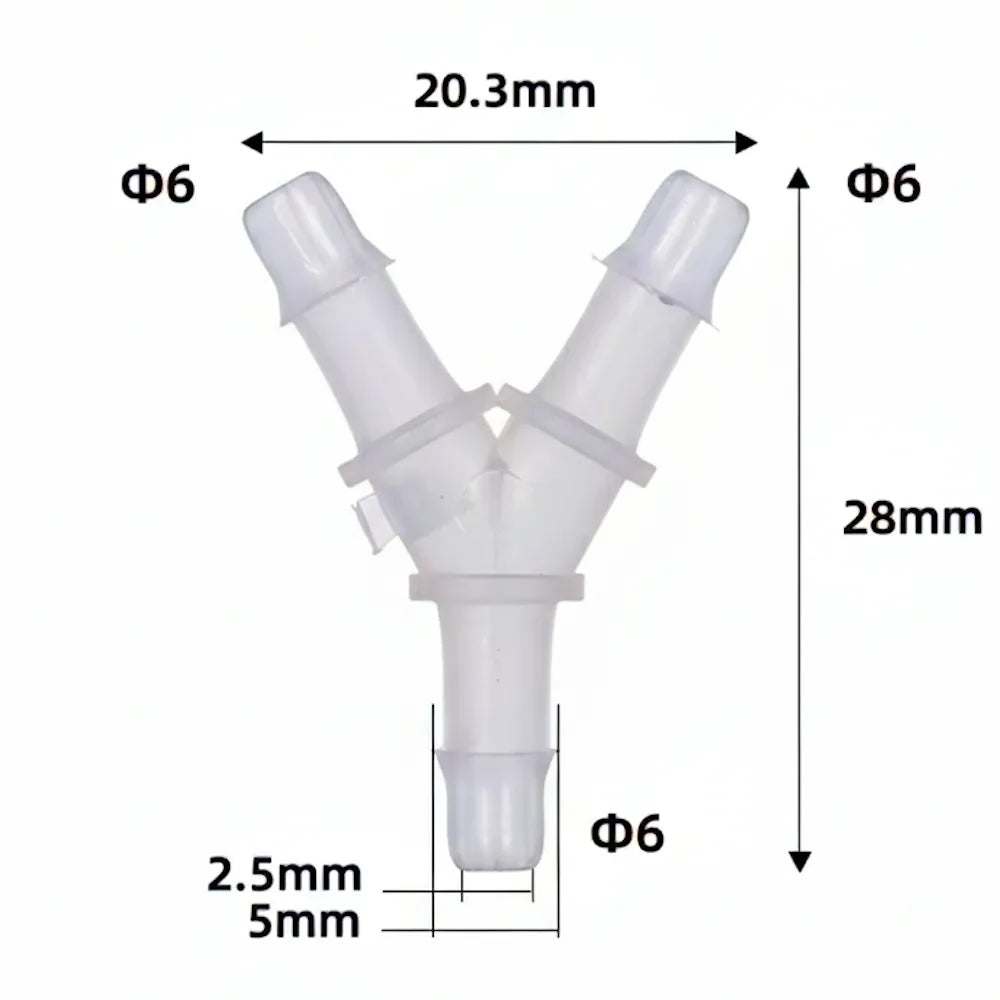 Y-Type 3-Way Ink Tube Connector Φ6 yellow