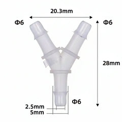 Y-Type 3-Way Ink Tube Connector Φ6 yellow